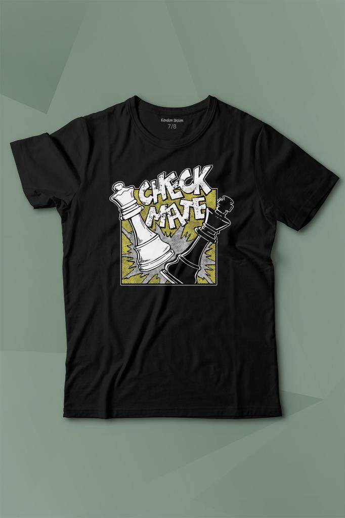 Şah Mat Satranç Check Mate Chess Kral Kraliçe Gambit Baskılı Tişört Çocuk T-shirt - 1