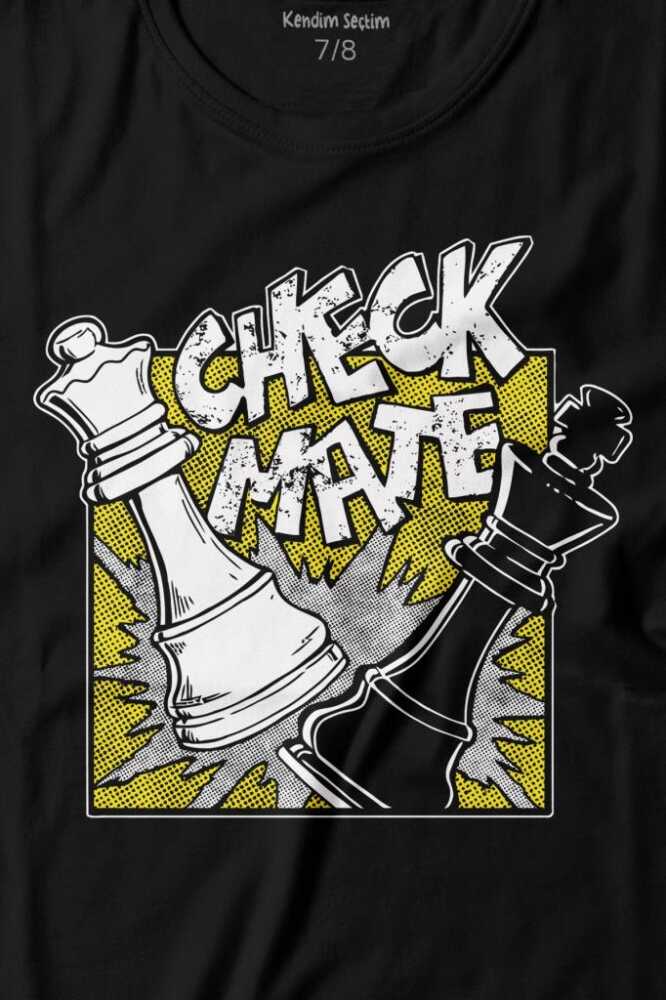 Şah Mat Satranç Check Mate Chess Kral Kraliçe Gambit Baskılı Tişört Çocuk T-shirt (1)