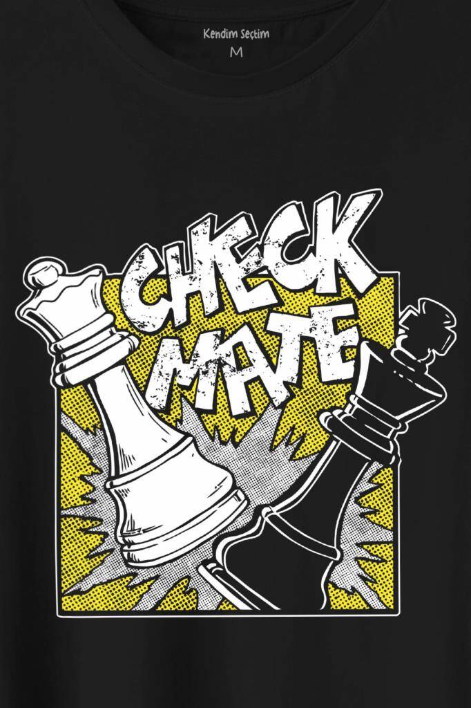 Şah Mat Satranç Check Mate Chess Kral Kraliçe Gambit Baskılı Tişört Unisex T-Shirt (1)