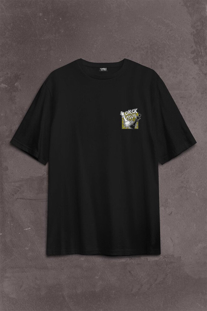 Şah Mat Satranç Check Mate Chess Kral Kralıçe Gambit Sırt Ön Baskılı Oversize Tişört Unisex T-Shirt - 2