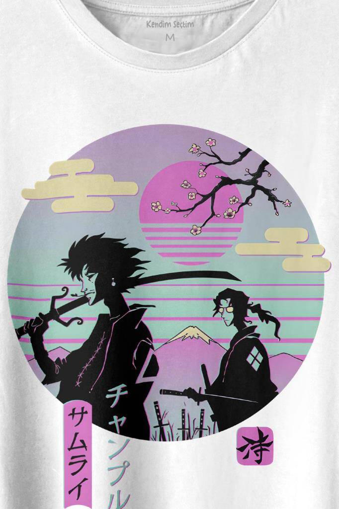 Samurai Chillhop Samuray Japonca Chill Baskılı Tişört Unisex T-shirt - 2