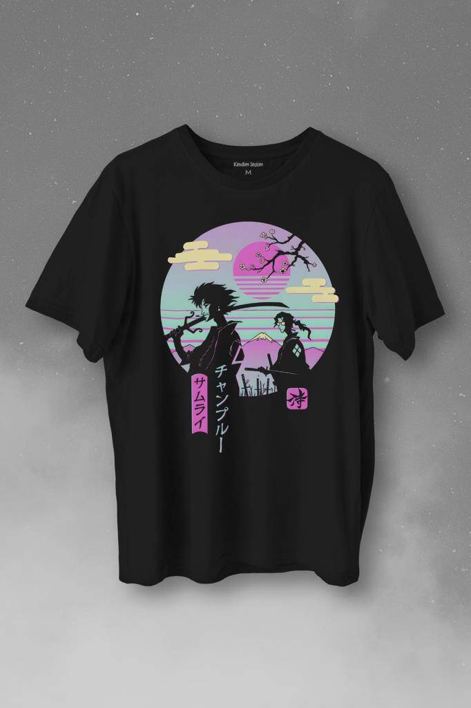 Samurai Chillhop Samuray Japonca Chill Baskılı Tişört Unisex T-Shirt - 1