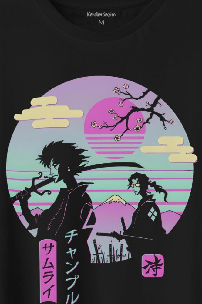 Samurai Chillhop Samuray Japonca Chill Baskılı Tişört Unisex T-Shirt - 2