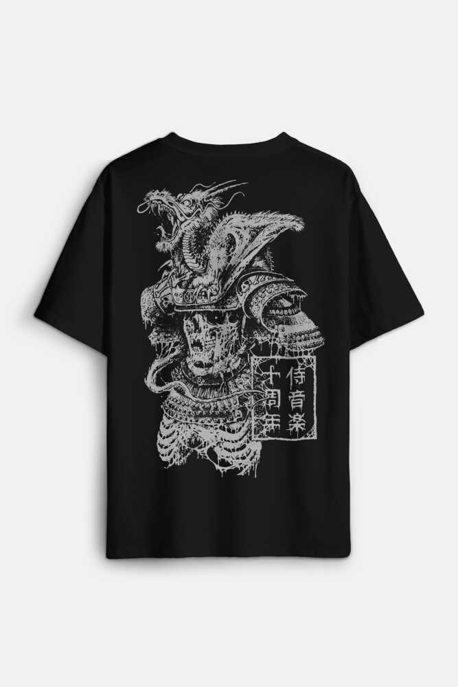 Samurai Japanese Samuray Japonca Street Wear Urban Sırt Ön Baskılı Oversize Tişört Unisex T-Shirt