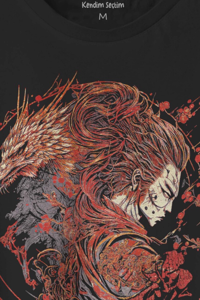 Samuray Raijin Soul Japon Mitoloji Gotik Gothic Japanese Baskılı Siyah Unisex T-shirt - 2