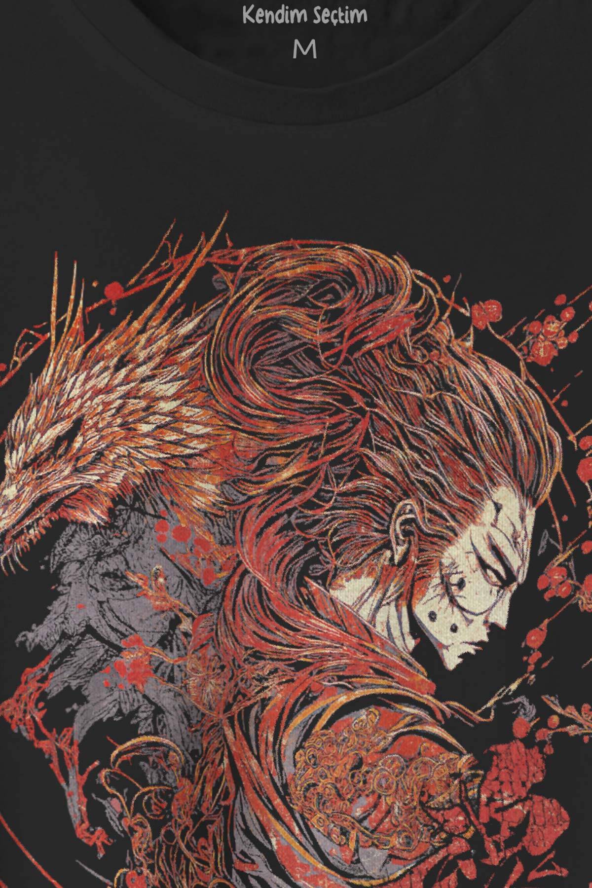 Samuray Raijin Soul Japon Mitoloji Gotik Gothic Japanese Baskılı Siyah Unisex T-shirt - 2