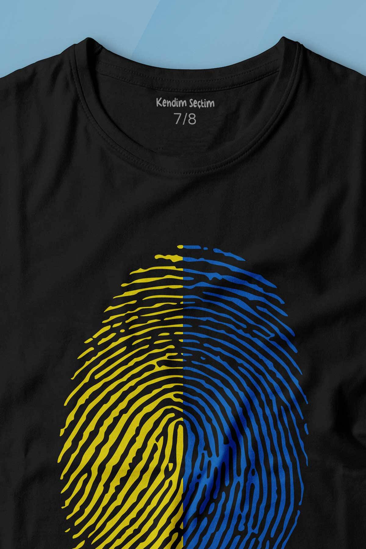 Sarı Lacivert Parmak İzi Fener Baskılı Tişört Çocuk T-Shirt (1)