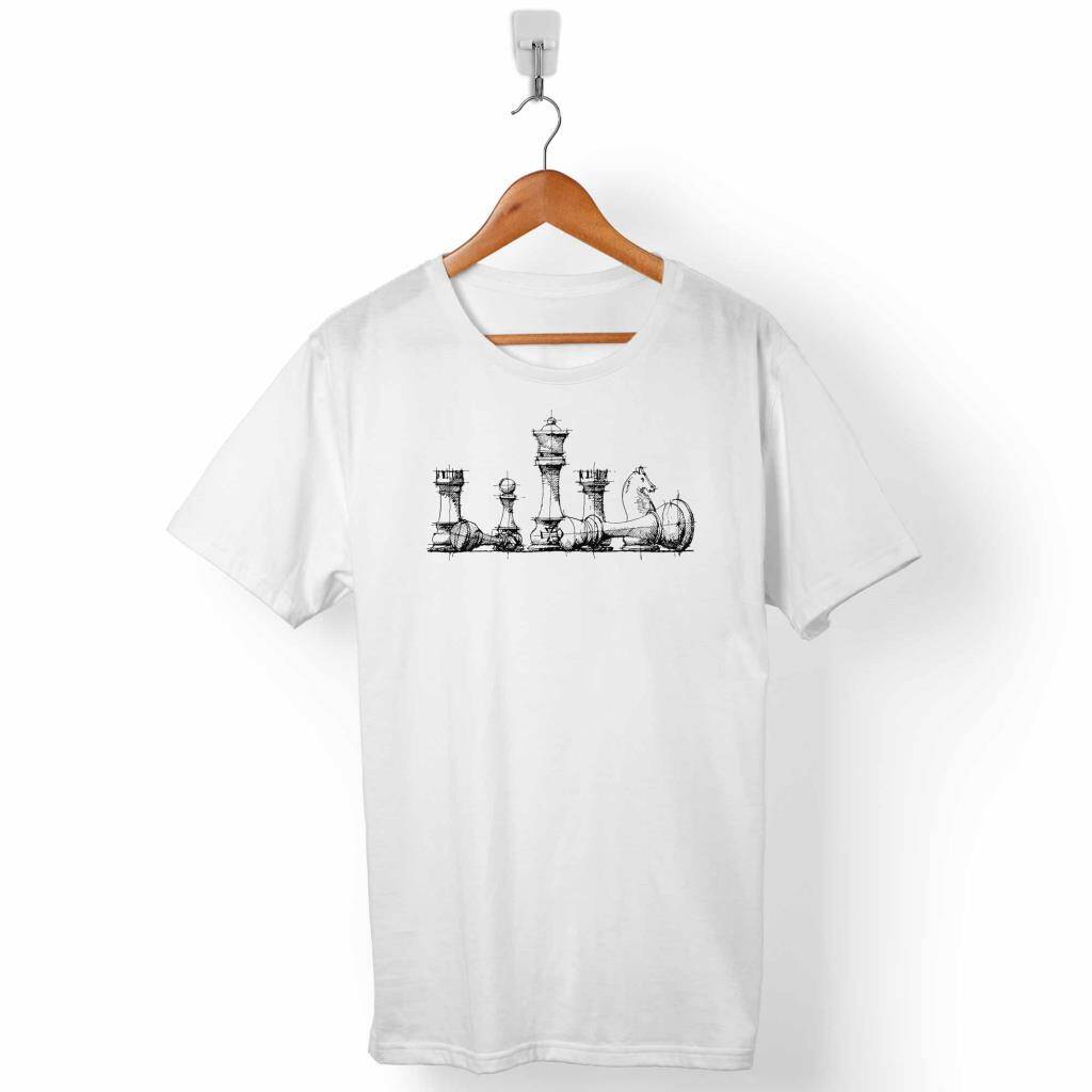 SATRANÇ CHESS KALE VEZİR AT SANTRANÇ ERKEK TİŞÖRT - 1