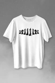 Satranç Taşları Takımı Şah Vezir Fil Kale Santranç Baskılı Tişört Unisex T-shirt - 1