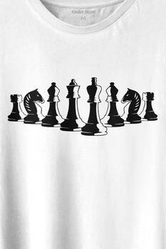 Satranç Taşları Takımı Şah Vezir Fil Kale Santranç Baskılı Tişört Unisex T-shirt - 2