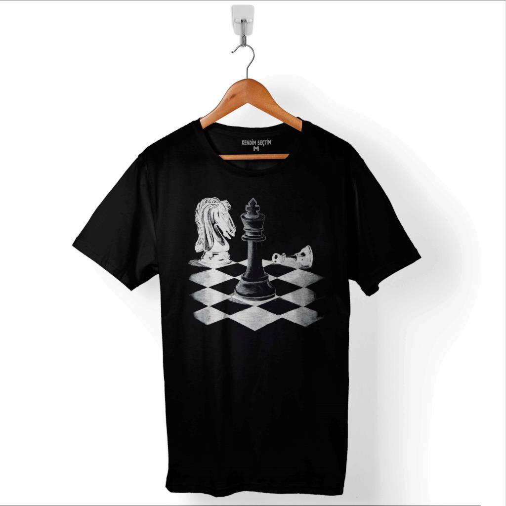 Satranç Zeka Oyunu Şah Mat Vezir Chess Santranç Baskılı Tişört Unisex T-Shirt - 1