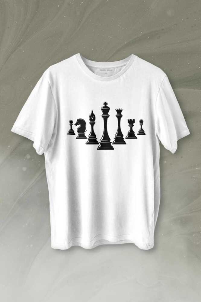 Satranç Zeka Strateji Oyunu Santranç Baskılı Tişört Unisex T-shirt - 1