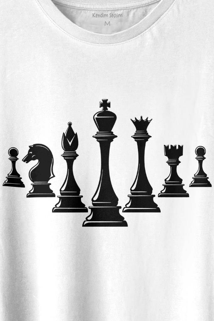 Satranç Zeka Strateji Oyunu Santranç Baskılı Tişört Unisex T-shirt (1)