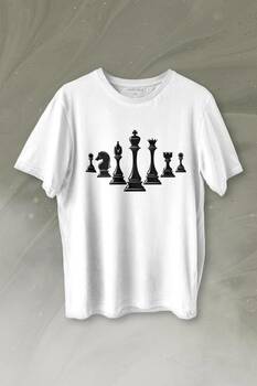 Satranç Zeka Strateji Oyunu Santranç Baskılı Tişört Unisex T-shirt - 1