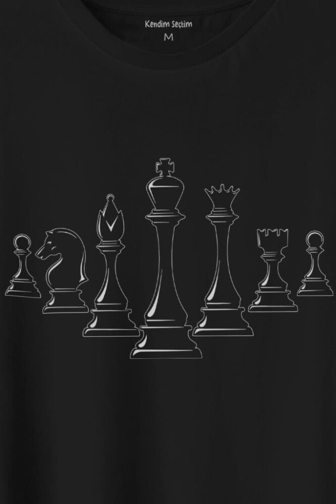 Satranç Zeka Strateji Oyunu Santranç Baskılı Tişört Unisex T-Shirt - 2