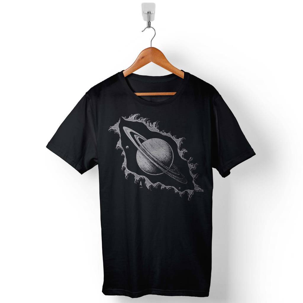 Satürn Halkaları Nasa Uydu Gezegen Uzay Cosmos Baskılı Tişört Unisex T-Shirt - 1