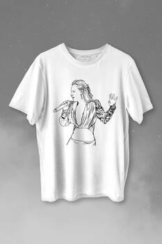 Şebnem Ferah Silüet Çizim Baskılı Tişört Unisex T-shirt - 1