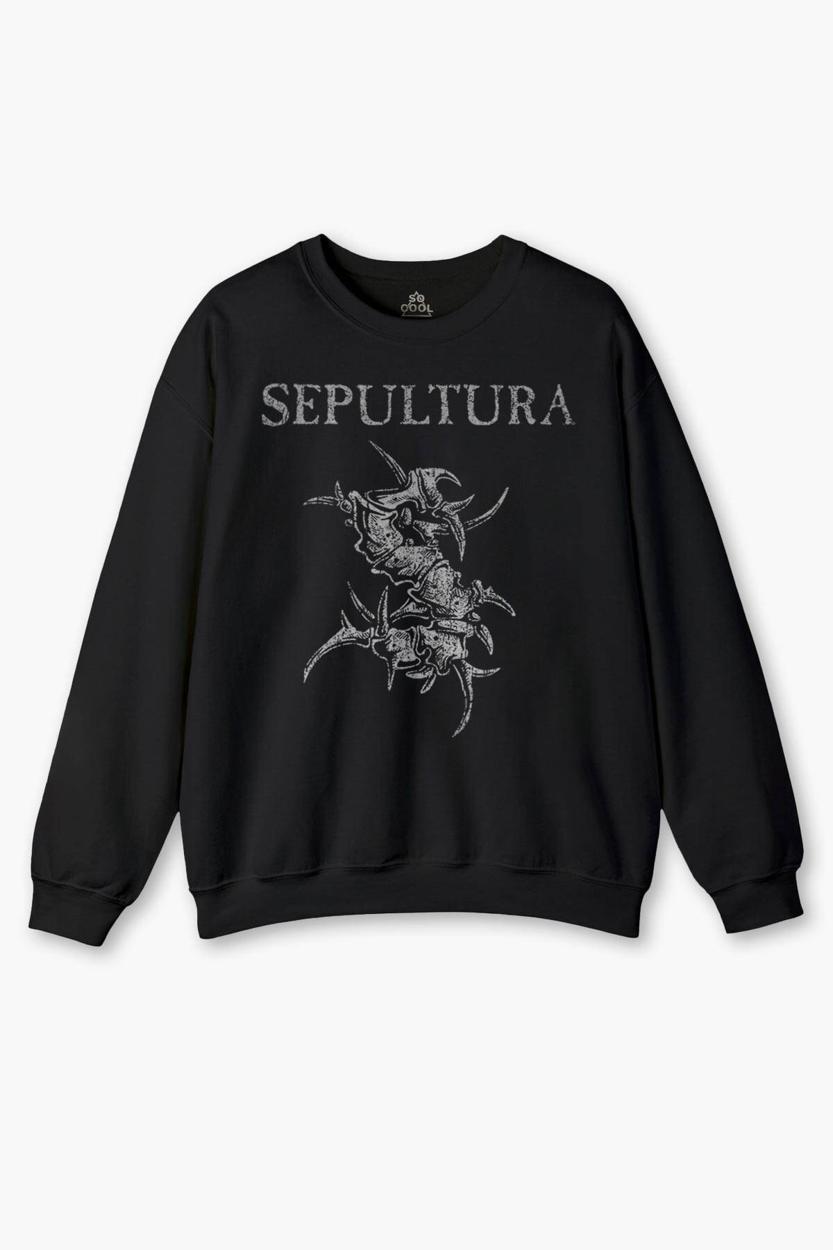 Sepultura Cavalera Metal Rock Music Brazil Müzik Baskılı Sweat Siyah Sweatshirt - 1