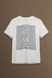 Ses Dalgası Müzik Joy Division Albüm Kapağı Çizgiler Baskılı Tişört Unisex T-shirt - 1