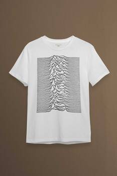 Ses Dalgası Müzik Joy Division Albüm Kapağı Çizgiler Baskılı Tişört Unisex T-shirt - 1