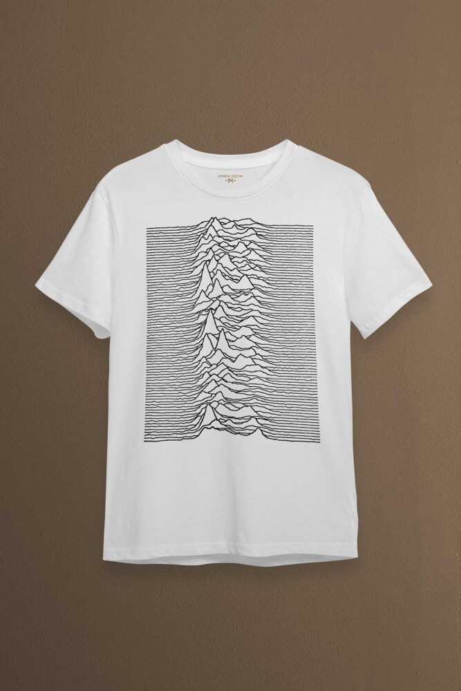 Ses Dalgası Müzik Joy Division Albüm Kapağı Çizgiler Baskılı Tişört Unisex T-shirt - 1