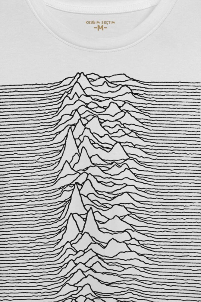 Ses Dalgası Müzik Joy Division Albüm Kapağı Çizgiler Baskılı Tişört Unisex T-shirt - 2