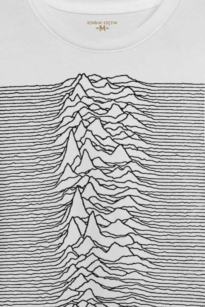 Ses Dalgası Müzik Joy Division Albüm Kapağı Çizgiler Baskılı Tişört Unisex T-shirt - 2