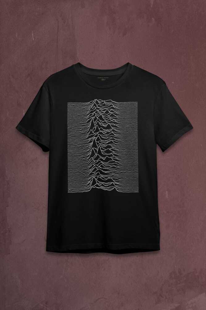 Ses Dalgası Müzik Joy Division Albüm Kapağı Çizgiler Baskılı Tişört Unisex T-shirt - 1