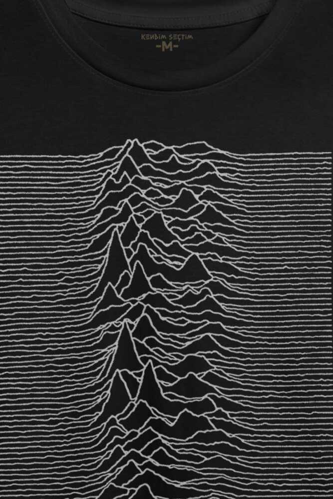 Ses Dalgası Müzik Joy Division Albüm Kapağı Çizgiler Baskılı Tişört Unisex T-shirt - 2