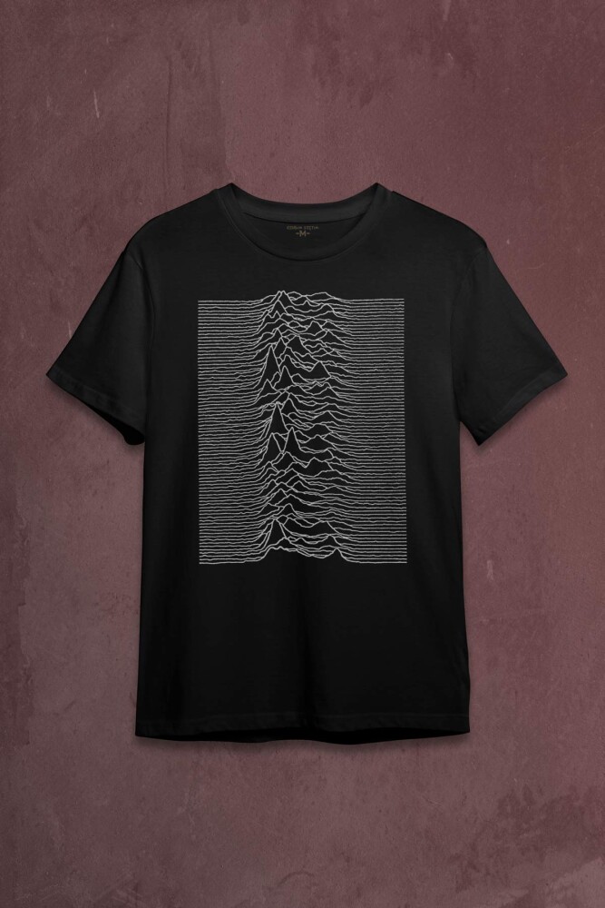 Ses Dalgası Müzik Joy Division Albüm Kapağı Çizgiler Baskılı Tişört Unisex T-shirt - KENDİM SEÇTİM