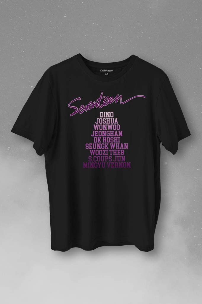 Seventeen K-Pop Music Group Shining Diamond Baskılı Tişört Unisex T-Shirt - 1