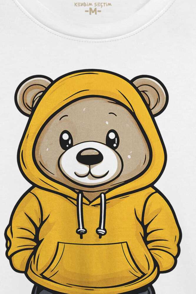 Sevimli Ayıcık Teddy Bear Ayıcıklı Beyaz T-shirt Unisex Regular Fit Tişört - 2