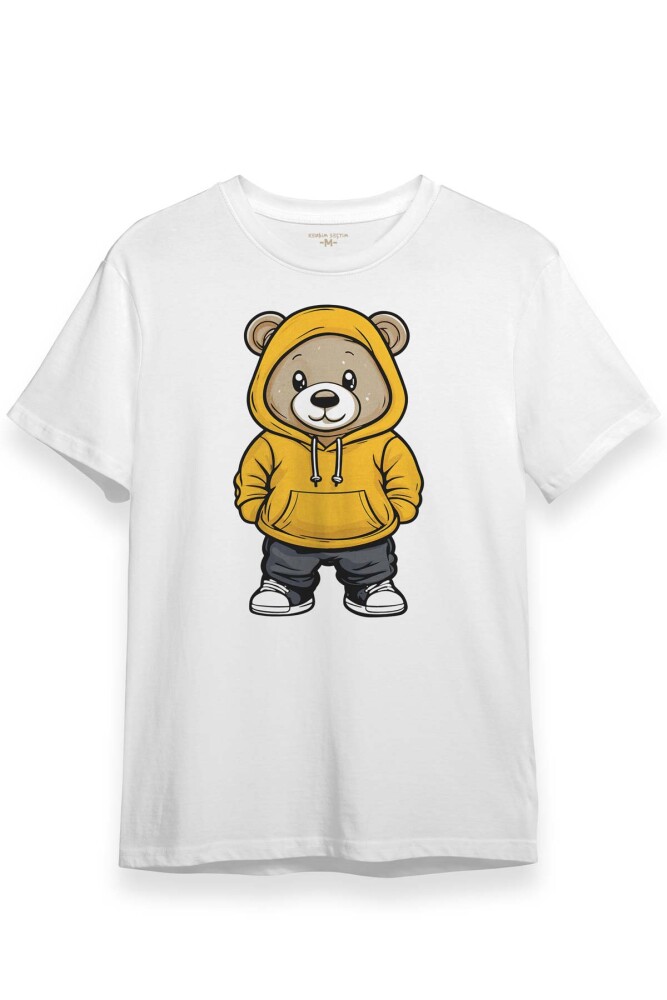 Sevimli Ayıcık Teddy Bear Ayıcıklı Beyaz T-shirt Unisex Regular Fit Tişört - 1