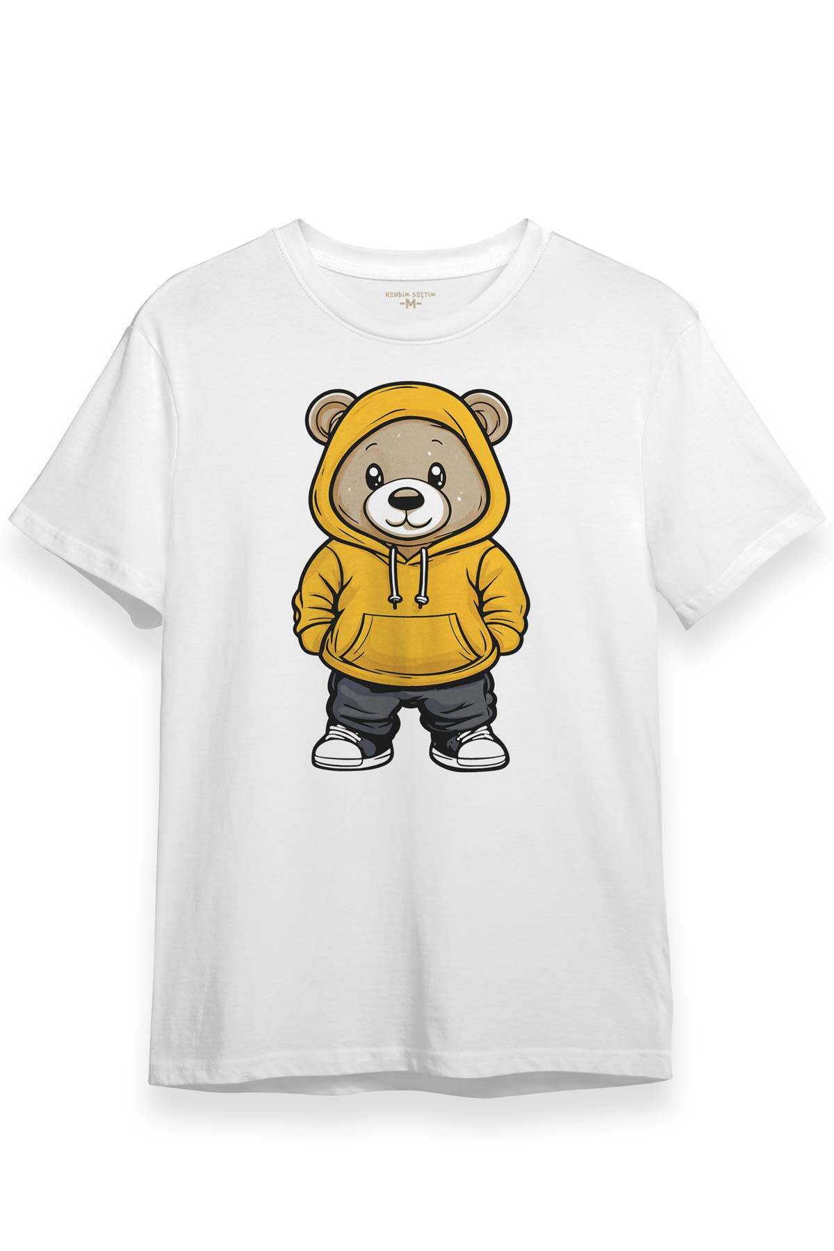 Sevimli Ayıcık Teddy Bear Ayıcıklı Beyaz T-shirt Unisex Regular Fit Tişört - 1