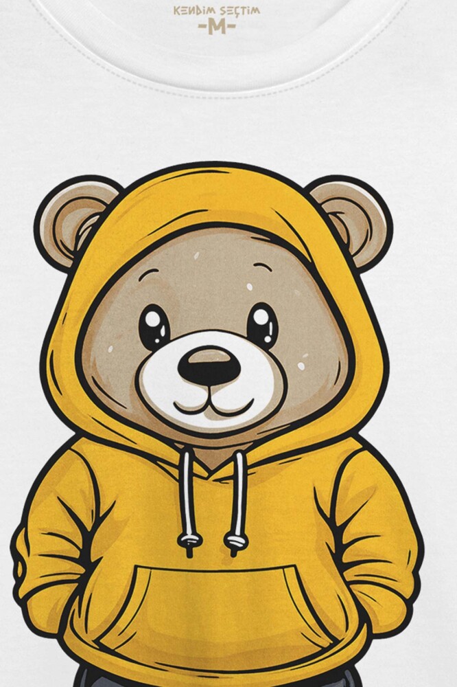 Sevimli Ayıcık Teddy Bear Ayıcıklı Beyaz T-shirt Unisex Regular Fit Tişört - 2