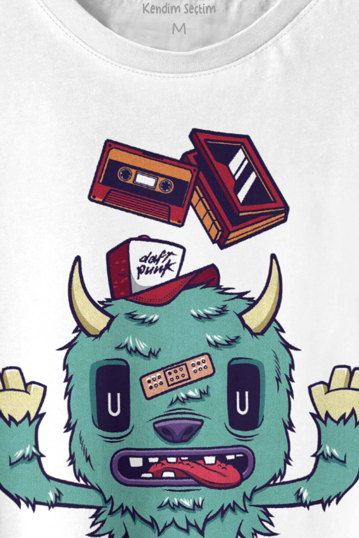 Sevimli Canavar Retro Monster Daft Punk 90lar Baskılı Tişört Unisex T-shirt (1)