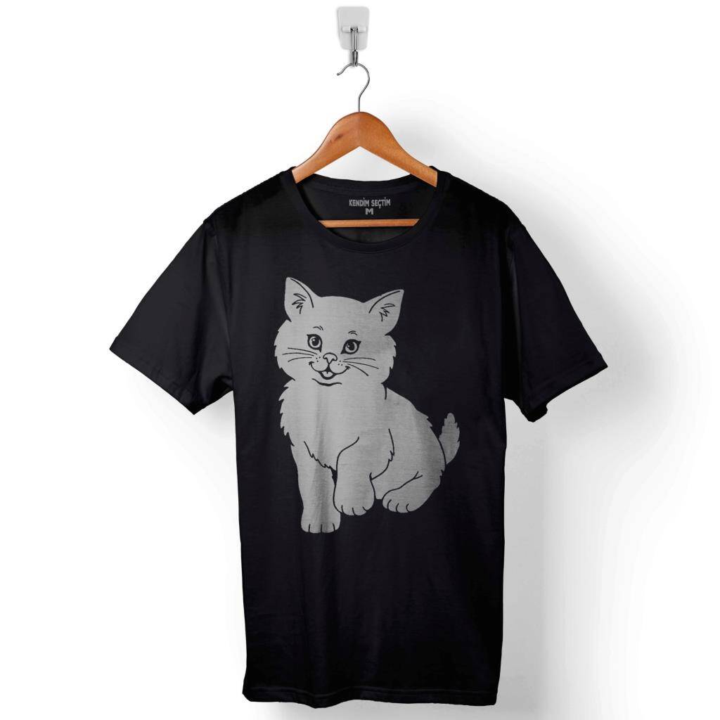 Sevimli Gülen Kedi SMile Cat Baskılı Tişört Unisex T-Shirt - 1