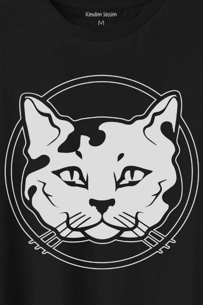Sevimli Kedi Minik Bıyıklı Cat Minnoş Baskılı Tişört Unisex T-Shirt (1)