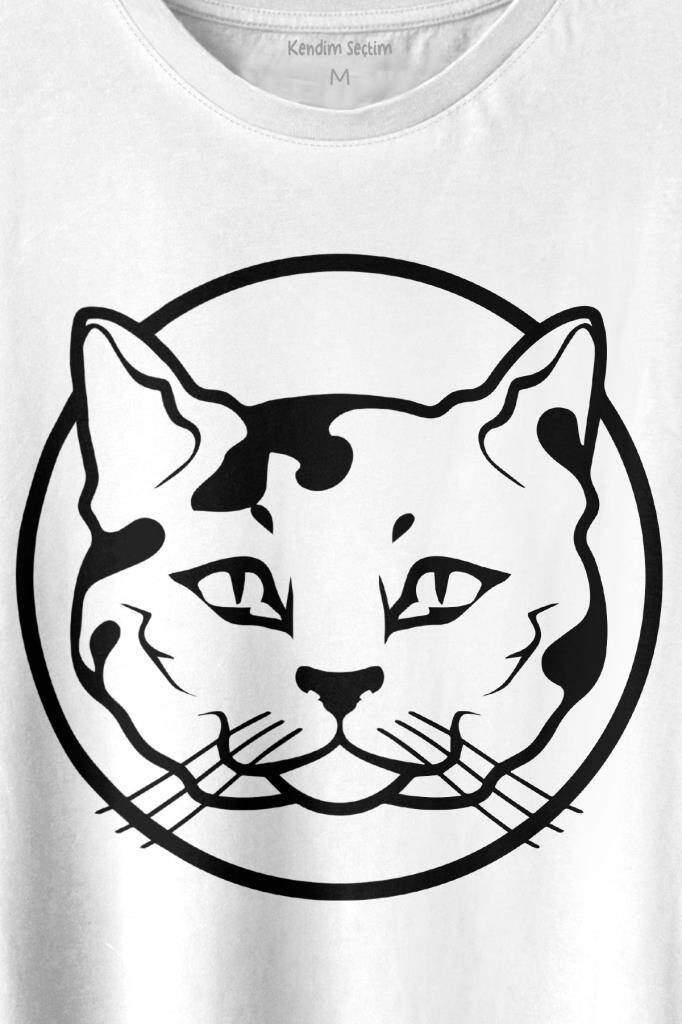 Sevimli Kedi Minik Bıyıklı Cat Minnoş Baskılı Tişört Unisex T-shirt (1)