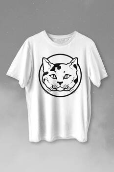 Sevimli Kedi Minik Bıyıklı Cat Minnoş Baskılı Tişört Unisex T-shirt - 1