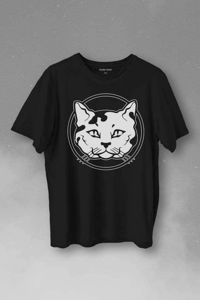 Sevimli Kedi Minik Bıyıklı Cat Minnoş Baskılı Tişört Unisex T-Shirt - 1