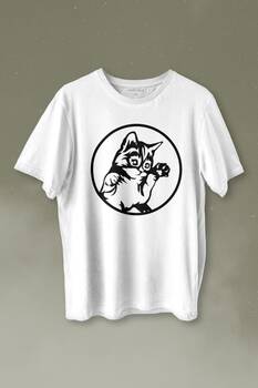 Sevimli Kedi Minik Patili Bıyıklı Cat Minnoş Baskılı Tişört Unisex T-shirt - 1