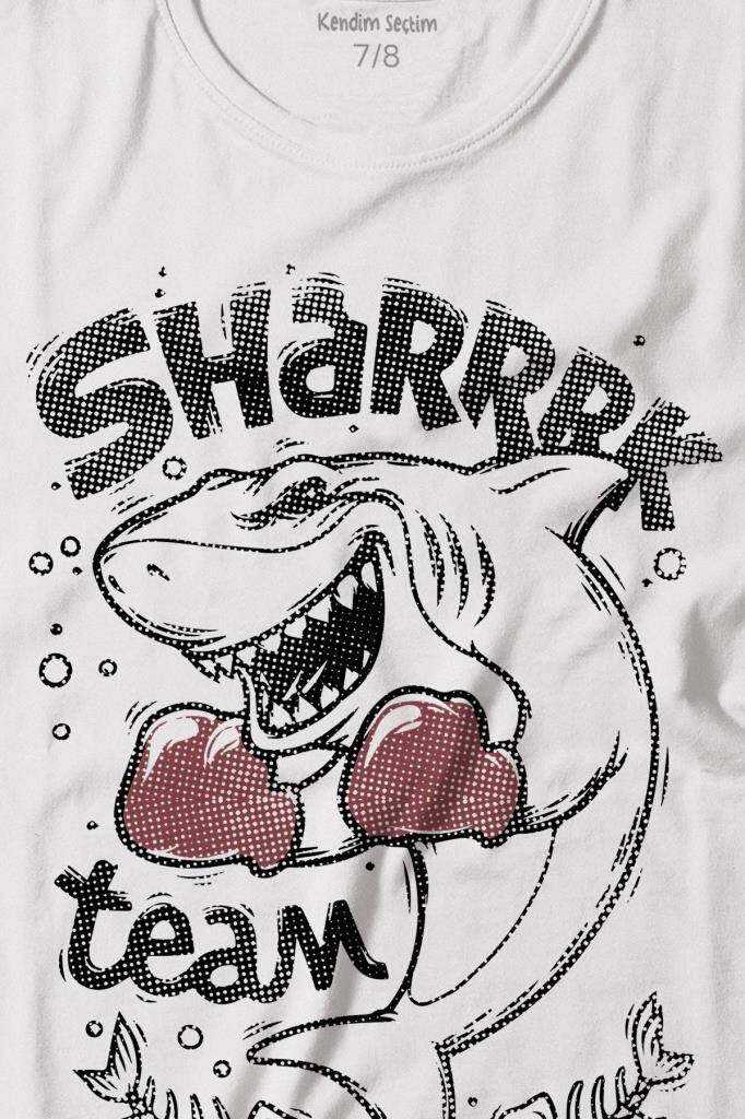 Shark Team Köpek Balığı Boks Fight Dövüşü Baskılı Tişört Çocuk T-shirt (1)