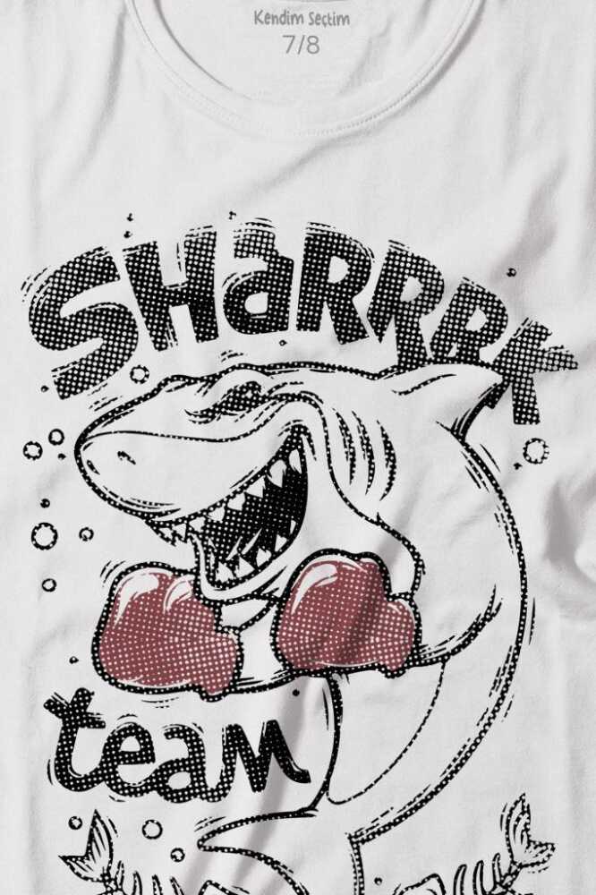 Shark Team Köpek Balığı Boks Fight Dövüşü Baskılı Tişört Çocuk T-shirt (1)