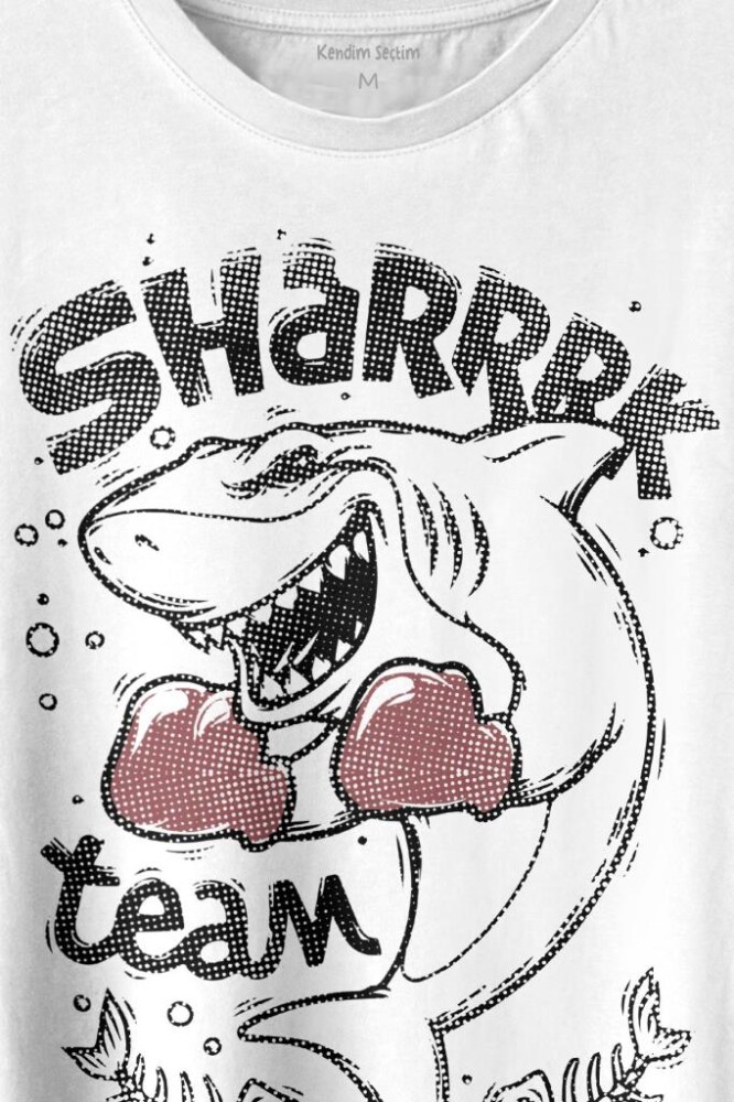 Shark Team Köpek Balığı Boks Fight Dövüşü Baskılı Tişört Unisex T-shirt (1)