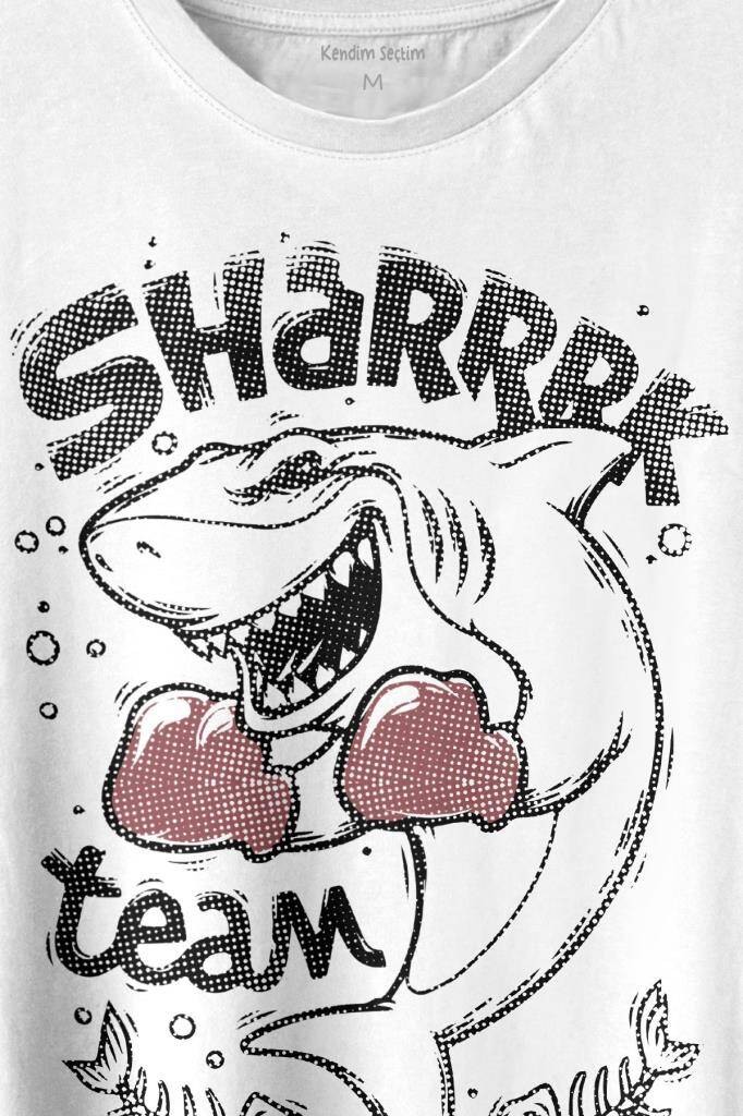 Shark Team Köpek Balığı Boks Fight Dövüşü Baskılı Tişört Unisex T-shirt - 2