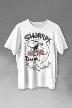 Shark Team Köpek Balığı Boks Fight Dövüşü Baskılı Tişört Unisex T-shirt - 1