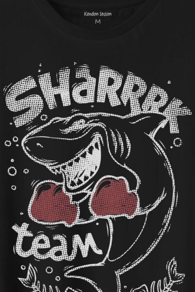 Shark Team Köpek BAliğı Boks Fight Dövüşü Baskılı Tişört Unisex T-Shirt - 2