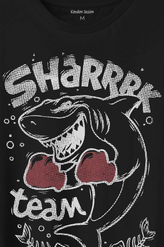 Shark Team Köpek BAliğı Boks Fight Dövüşü Baskılı Tişört Unisex T-Shirt - 2