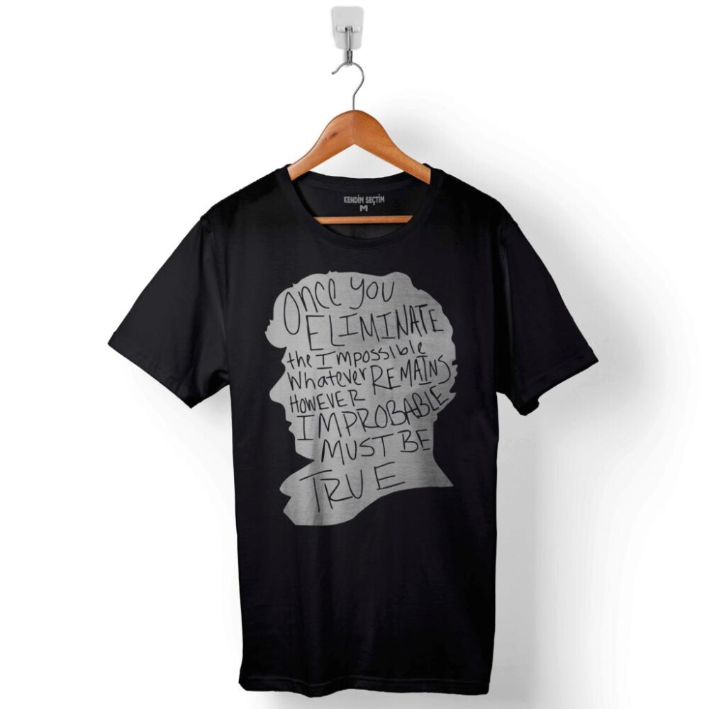 Sherlock Holmes Inspired Silüet Baskılı Tişört Unisex T-Shirt - 1